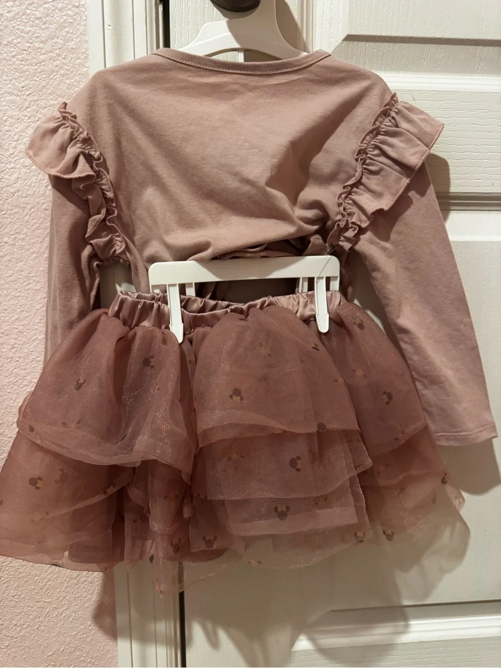 Disney Girls Mauve Minnie Mouse Ruffle Top and Tutu Set